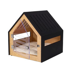 아크릴 도어가 있는 모던한 원목 강아지 고양이 하우스 - Product Image 1