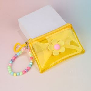 Solid Color PVC Zipper Closure Card Case Waterproof Transparent Earphone Bag with Coin <b>Purse</b> and <b>Cute</b> Pendant Bracelet Keyrings - Product Image 6