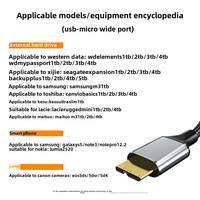 Kabel mikro USB 3.0, kabel Hard Drive eksternal USB ke Micro B 5Gbps kompatibel untuk Seagate WD Western