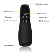 Presentador láser inalámbrico de 2,4G, ratón con Control remoto USB, pluma de giro de página láser inalámbrica RF, puntero láser rojo, presentación PPT