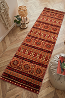 Washable Faux Sheepskin Low Pile Waterproof Runner Rug Vintage Oriental Floral Hallway Anti-Slip Backing Decorative Area Rug