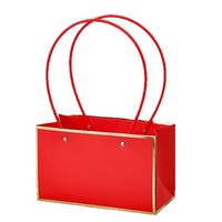 Sac à fleurs rectangulaire en papier spécial avec cadre estampé à chaud pour fleuriste, sac cadeau créatif pour bouquets