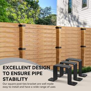 Collier de serrage <span class=keywords><strong>pour</strong></span> tube carré 4x4, noir, <span class=keywords><strong>pour</strong></span> <span class=keywords><strong>poteau</strong></span> de clôture, fixation de garde-corps de balcon et d'escalier - Product Image 6