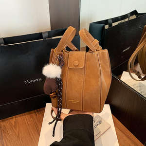 Bolso de mano para mujer de gran capacidad, estilo retro y alta calidad, bolso tipo cubo a la moda para mujer - Product Image 4