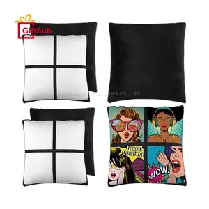 DIY Sublimation Blanks Photo Panel Cushion Cover Pillow Cases Polyester Short Plush Throw Pillow Covers With 4 Panels