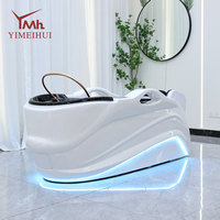 Table de lavage électrique en fibre de verre blanche pour salon de beauté avec fonction de circulation d'eau intégrée