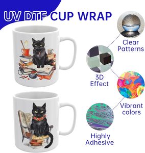 Funny cat Talk UV Cup Wraps Autocollants de transfert Fade Proof Technology Facile à utiliser et à concevoir Autocollants de transfert UV appropriés - Product Image 4
