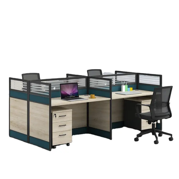 베스트 셀러 현대 칸막이 모듈 식 8 남성 사무실 워크 스테이션 (분배기 화면 포함) 4 사무실 책상
