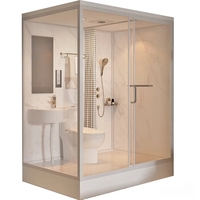 Módulo de Baño Prefabricado Integrado Todo en Uno con Marco de Aluminio, Ducha Rectangular de Aspecto Cuadrado