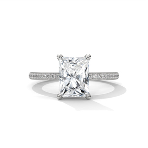 Anillos de Compromiso y Boda Vintage de Oro Blanco de 10k/14k con Corte Radiante y Diamantes Cultivados en Laboratorio para Mujer - Product Image 1