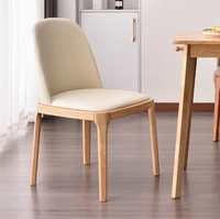 Chaise de salle à manger en bois massif, chaise de salle à manger en chêne et frêne, cuir moderne simple, style nordique, dossier de chaise de salle à manger pour la maison