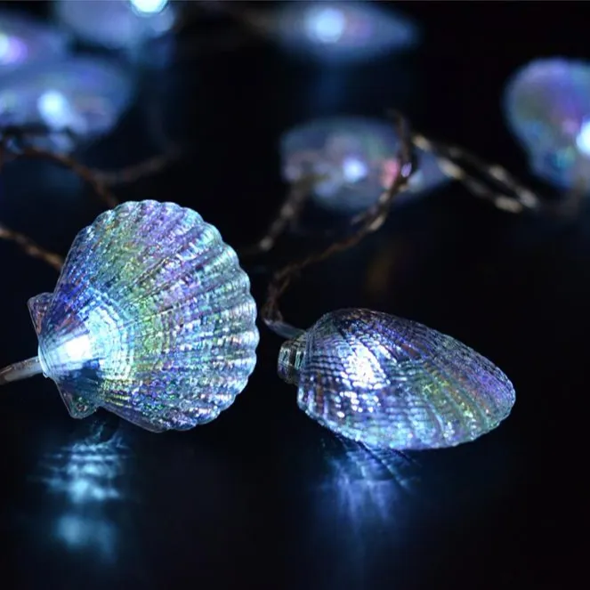 חדש עיצוב ים נושא ימי פגז צורת מחרוזת אור אקווריום דקורטיבי תליית אורות סוללה 3D בעלי החיים צדף לילה אור