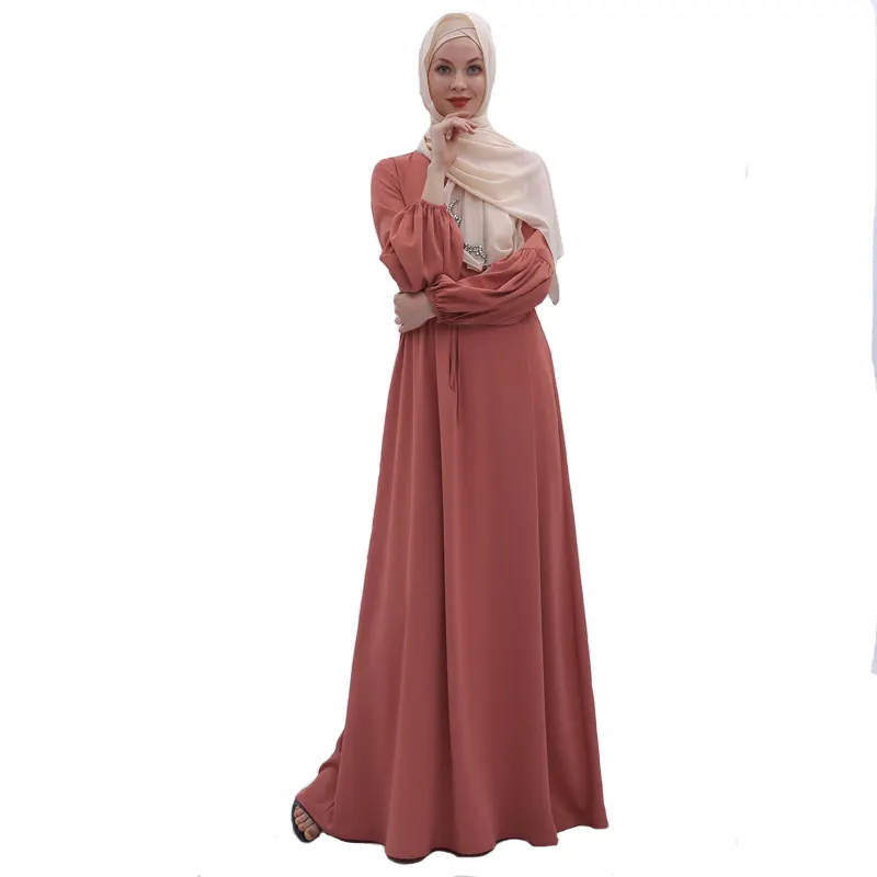 Hoge Kwaliteit Elegante Islam Moslim Avond Maxi Volledige Vrouwen Kleding Lange Mouwen Dubai Abaya Effen Floor Lengte Tuniek Gewaad Jurk