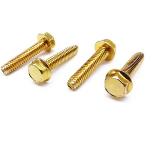 Grade 10.9 M6 M8 M10 M20 Yellow Zinc High Strength Brass Long Hexagon Flange Head Bolts