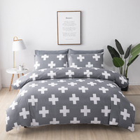 Tissu confortable lavable facile d'entretien motif de Noël rouge imprimé 3 pièces housse de couette ensembles de literie de luxe