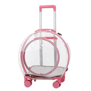 Transparent Capsule Pet sac porte-bagages étui à roulettes transparent avec roues de chariot