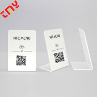 Table de restaurant personnalisée en acrylique à code QR pour médias sociaux avec menu NFC pour usage public