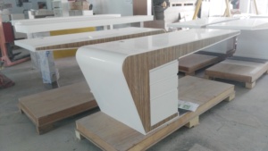 أبيض الاكريليك سطح صلب فاخر تصميم مكتب عمل - Product Image 4