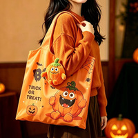 Sac de courses réutilisable en forme de poupée en peluche mignonne, sac de rangement portable, sac à main amusant pour Halloween, sac de courses pliable et écologique