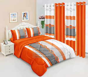 3 Pcs Floral Printed Comforter and Curtain Set for <b>King</b> <b>Size</b> Bed Bedding Set 8 Pcs Duvet Set with Fitted <b>Sheet</b> for Home - Product Image 2