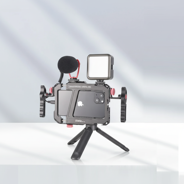 Ulanzi Lino Smartphone Cage & Tripod Rig with 15mm Rod 360 Degree Roll Axis Aluminum Alloy for Mobile Phone Vlog Live Streaming