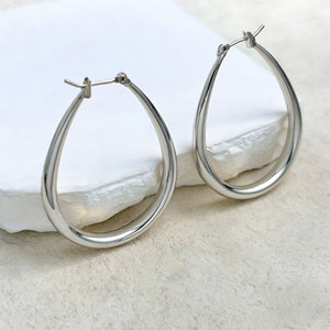 Orecchini a Cerchio a Goccia Lisci Minimalisti Lucidi da Donna per Uso Quotidiano - Product Image 3