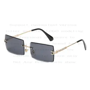 Custom LOGO Party glasses festival metal fashion rimless lens sun for ladies women sunglasses