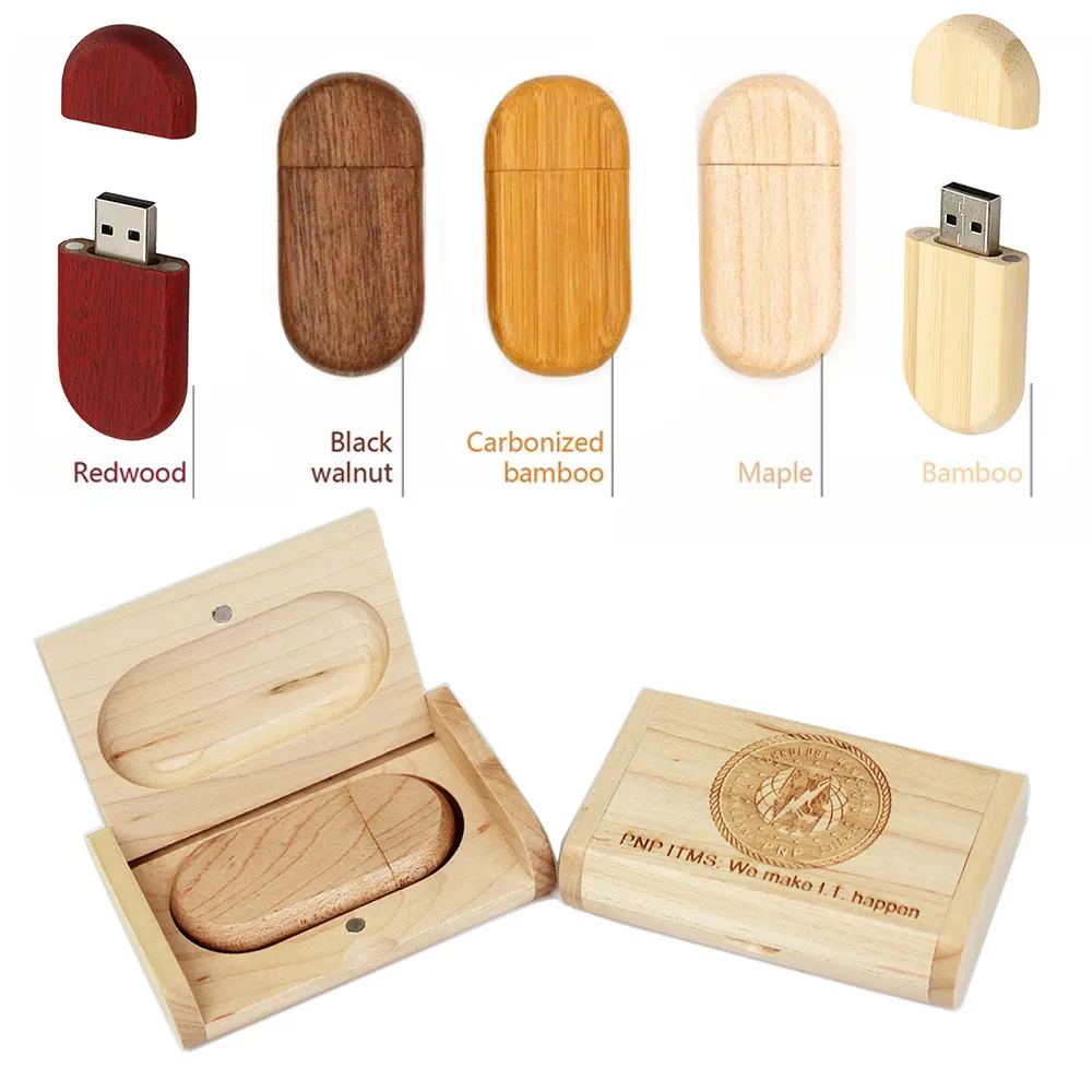 Cadeaux personnalisés USB 1GB 2GB 4GB 8GB 16GB 32GB 64GB 128GB 256GB 512GB Clé USB en bois