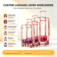 Ensemble de 3 valises rigides roses personnalisées en PC, 20/24/28 pouces, légères et spacieuses, design canapé, serrure TSA, fermeture éclair YKK, certifiées BSCI