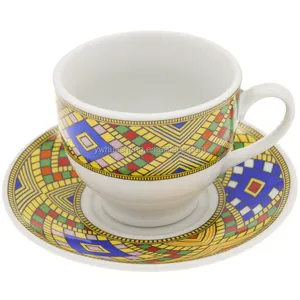 Eritrean sanat geleneksel etiyopya kahve fincan seti ile Tilet tasarım güzel porselen