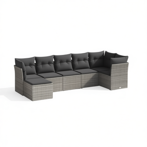 Grey Garden <b>Sofa</b> <b>Set</b> With Cushions UV Resistant PE Rattan Outdoor Furniture Contemporary Design Waterproof - Product Image 1