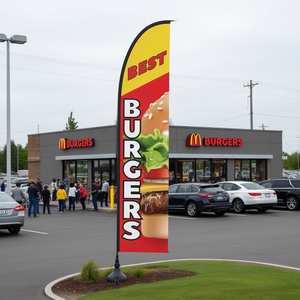 Kit de Publicidad para Restaurantes de Hamburguesas, Mástil para Bandera Tipo Swooper de 16.3 Pies, Herramienta Promocional de Aluminio - Product Image 2