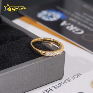 Anillos de compromiso de plata con moissanita de 2.2mm chapados en oro, tipo media eternidad, que pasan la prueba del diamante, para mujer - Product Image 3