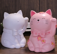 Jouets peints pour enfants ne cassent pas les poupées en plâtre Fortune Cats Vinyle Tirelire Étudiant Cadeaux peints à la main