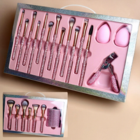 Bestseller – Ensemble de 22 pinceaux de maquillage à manche en bois orné de diamants, poils en nylon, avec bandeau et recourbe-cils