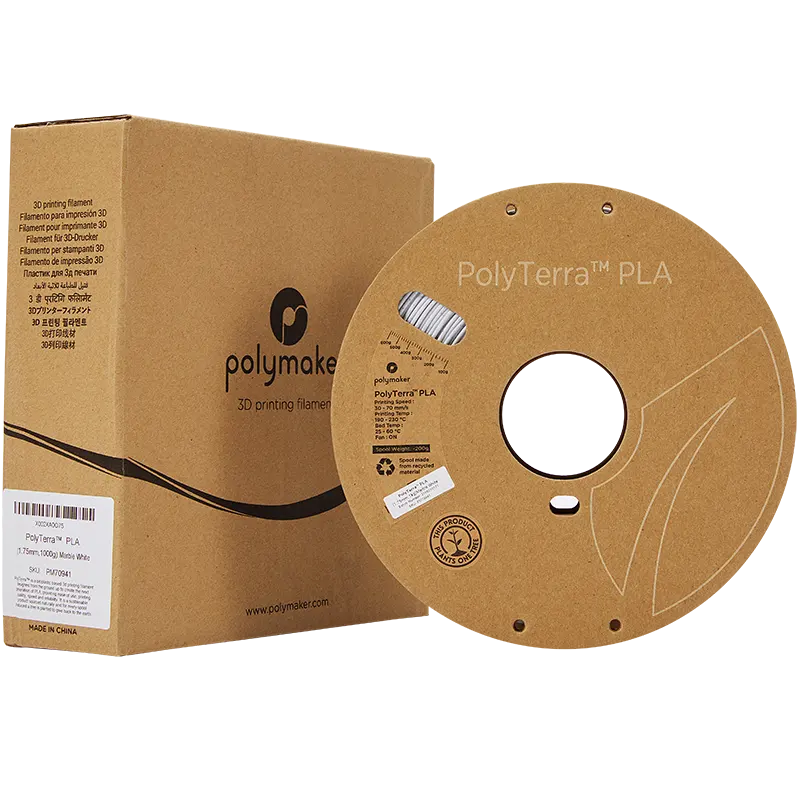 Profesyonel üretim geri dönüşümlü karton makara yazıcı 1.75mm / 2.85mm 1 KG Polymaker PolyTerra PLA Filament 3D yazıcı