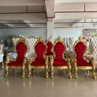 Vente en gros de canapé simple de luxe blanc et doré dossier haut banquet classique roi mariage chaise reine trône royale