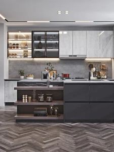 Armoire de cuisine en contreplaqué de luxe, armoire de cuisine en bois personnalisée, armoires de cuisine modernes pour appartement - Product Image 2