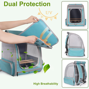 Bird Carriers <b>Backpack</b> with Perch Food Bowl Tray for Parrots Lovebirds <b>Small</b> Animals Outdoor Travel Pet Cage Carriers <b>Backpack</b> - Product Image 4