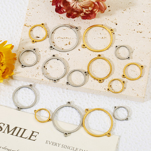 Anneau de connexion rond en acier inoxydable plaqué or 18 carats pour la fabrication de boucles d'oreilles, accessoires de bijouterie WLL472 - Product Image 1