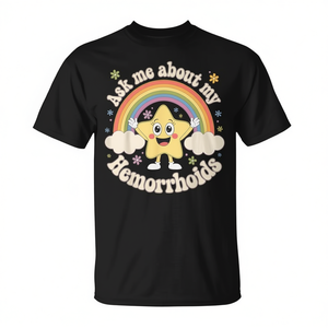 Camiseta con estampado gráfico de humor divertido, camiseta unisex para adultos, pregúntame sobre mis hemorroides - Product Image 2