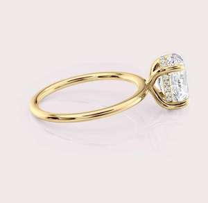 Bague solitaire en diamant de laboratoire taille coussin en or blanc/jaune/rose 18 carats, bijoux de fiançailles personnalisés - Product Image 2