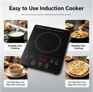 Table de cuisson à <span class=keywords><strong>induction</strong></span> tactile 2000W, puissance réelle 1350W, bobine en cuivre, minuteur LED, avec préréglages pour Roti et thé au lait, plaque vitrocéramique portable pour usage domestique - Product Image 5