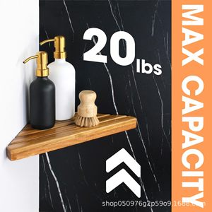 <b>Wooden</b> Corner Wall Mounted Shelf <b>Triangle</b> Drain Bathroom Storage Rack For Personal Care Products - Product Image 3