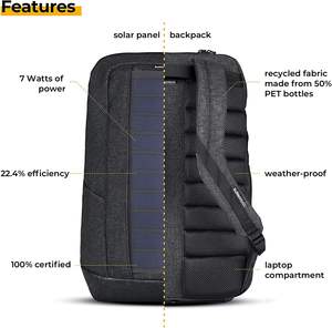 Business Waterproof <b>Solar</b> Backpack <b>Solar</b> Power Laptop Bag with Usb <b>Charging</b> Port for Hiking Biking Running - Product Image 6