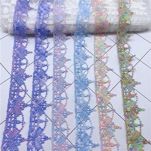 Arco Iris de encaje de un solo lado, código de barras de poliéster, se puede usar cinta de color, accesorios de boda, encaje soluble en agua de color - Product Image 2