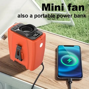 Portable Handheld Waist Fan with 8000mAh Lithium-Ion Battery & LED SOS <b>Light</b> Five-Speed Wind for Outdoor Use - Product Image 3