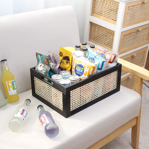 <span class=keywords><strong>Cesta</strong></span> de Almacenamiento de Mimbre Negro con Asas, Caja Decorativa de Mimbre Estilo Boho, Organizador Artesanal para Cocina y Despensa - Product Image 3
