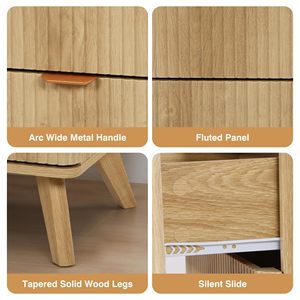 <span class=keywords><strong>Petite</strong></span> <span class=keywords><strong>commode</strong></span> cannelée à <span class=keywords><strong>3</strong></span> <span class=keywords><strong>tiroirs</strong></span> pour chambre à coucher, table de chevet moderne du milieu du siècle avec dessus de table de chargement - Product Image 6