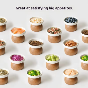 Großhandel: Split-Keramik-Kunststoff-Futterschale für Haustiere – erhöhter Fressnapf für Katzen und Hunde, geneigte Futter- und Wasserschale, tragbare Keramik-Katzenschale aus Holz - Product Image 5